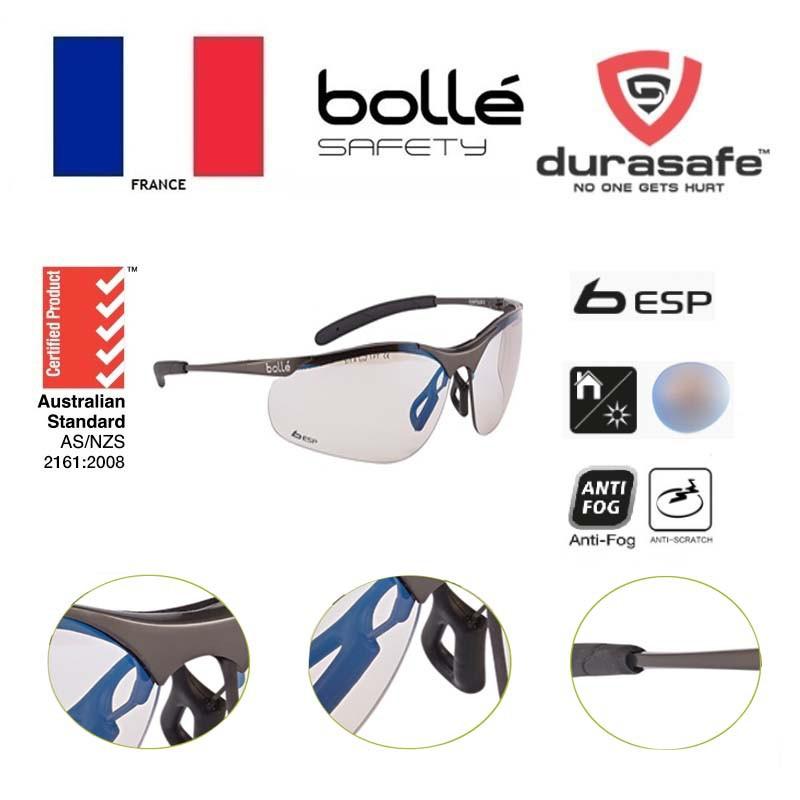 Kính BOLLE CONTMESP Contour Metal ESP (bảo vệ ánh sáng xanh 57%, ánh sáng thường 64%, UV 99,99%, GỌNG KIM LOẠI) tặng hộp