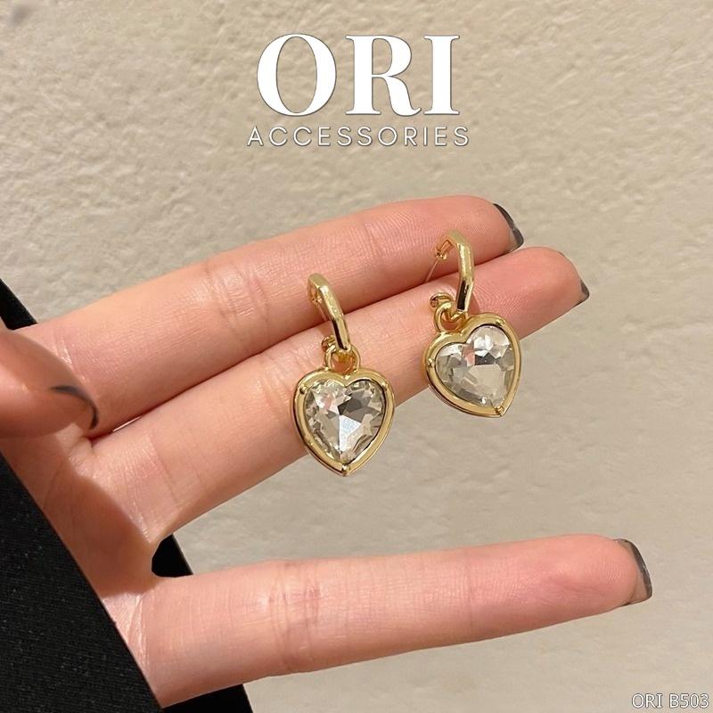 Bông tai nữ hình trái tim đính đá Eira sang trọng ORI ACCESSORIES B503