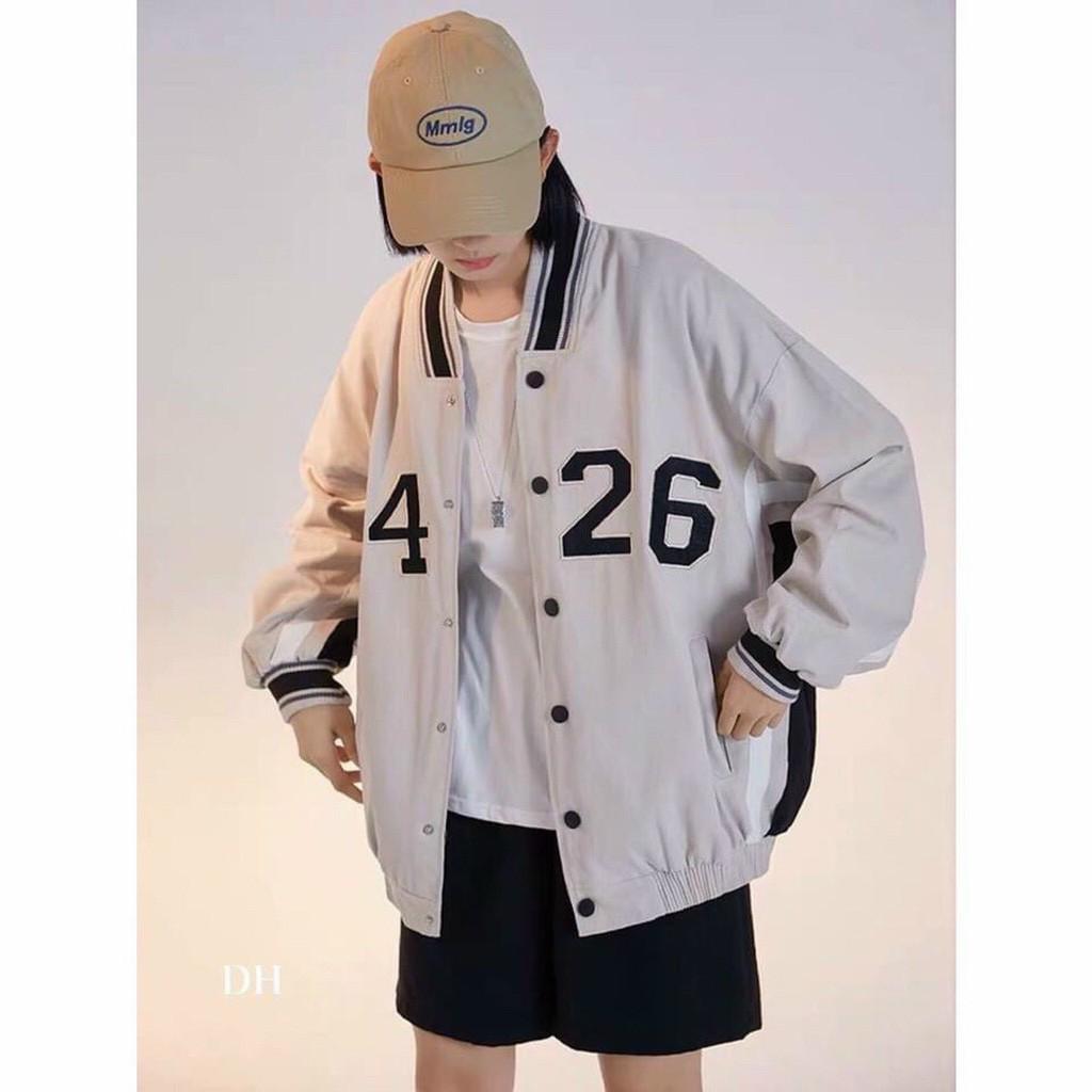 Áo khoác bomeber dù 5426 form rộng Unisex Nam Nữ Couple -bomber bóng chày dù gió nữ 2 lớp, Áo khoác dù bomber bóng chày unisex ulzzang form rộng nam nữ oversize