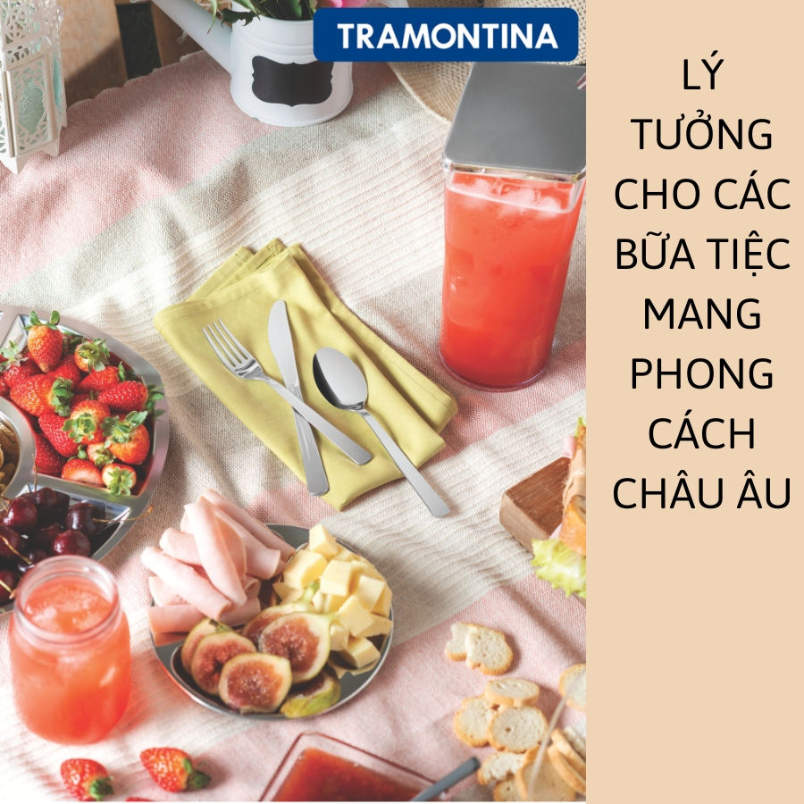 Bộ Dao Thìa Dĩa Bàn Ăn Chất Liệu Thép Không Gỉ Cao Cấp Bền Chắc Dày Dặn Bóng Đẹp An Toàn Thương Hiệu Tramontina Brazil