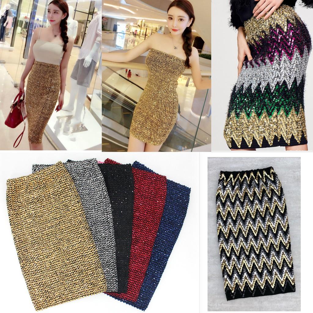 Chân váy đính kim sa zizac mặc 2 kiểu VAY46 chất liệu co giãn free size