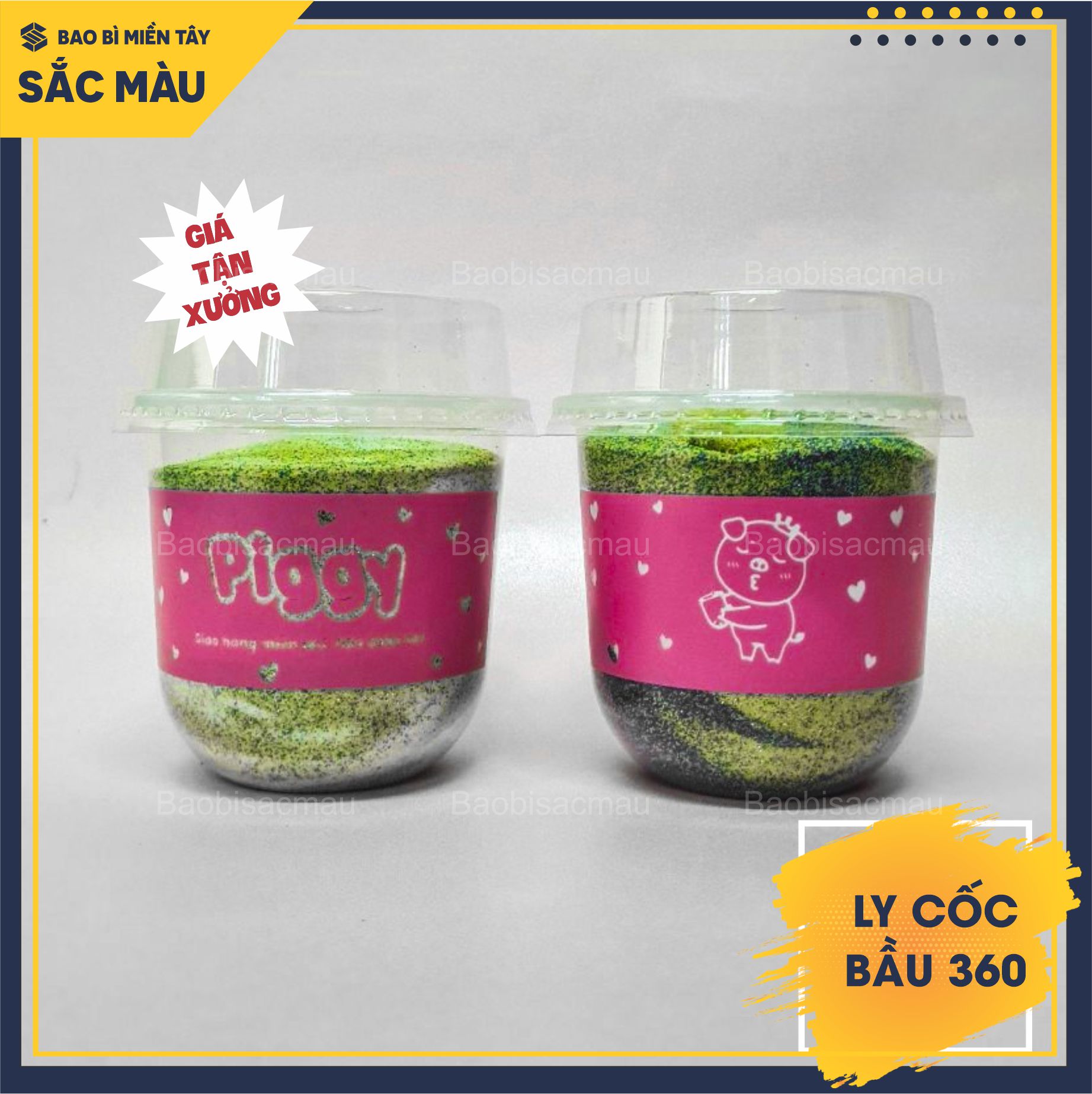 Sỉ 50 cốc nhựa/ ly nhựa đáy bầu 360 kèm nắp