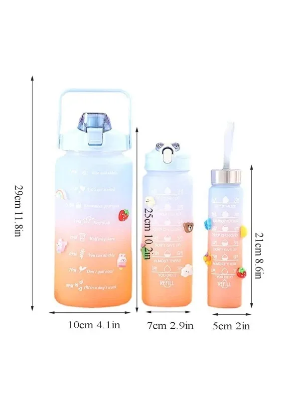 SET 3 BÌNH NƯỚC CHIA VẠCH HẸN GIỜ NHIỀU MÀU SẮC CHỨA SIÊU NHIỀU