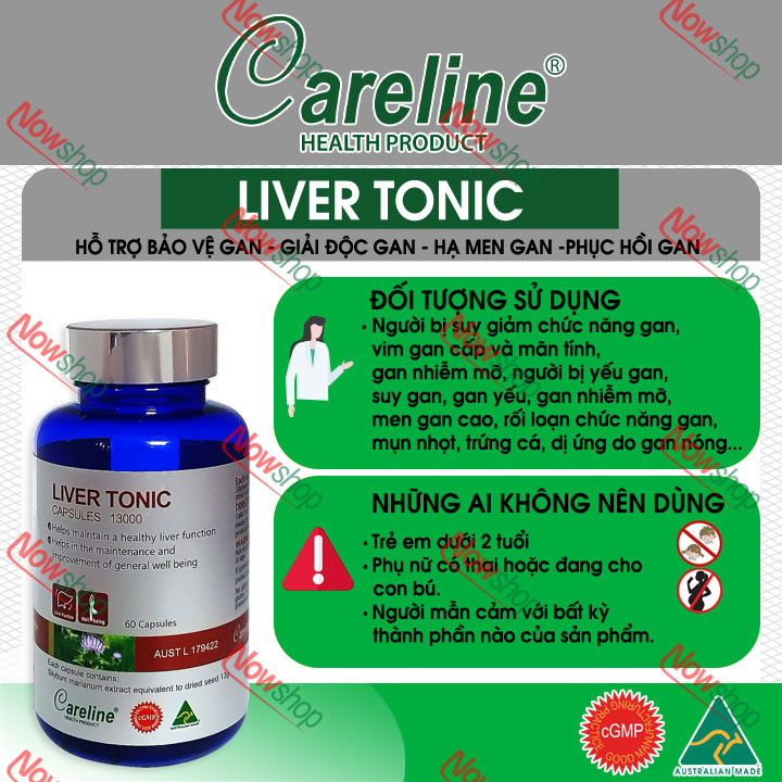 Viên uống thanh nhiệt giải độc Careline Liver Tonic phục hồi và tăng cường chức năng giúp hạ men gan