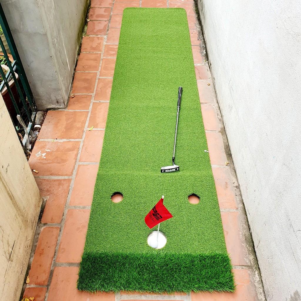 Thảm tập Putting golf. KT: 300 x 80cm: Cỏ Golf cao cấp. Đế cao su EVA đàn hồi tốt.Bền hơn 10 năm