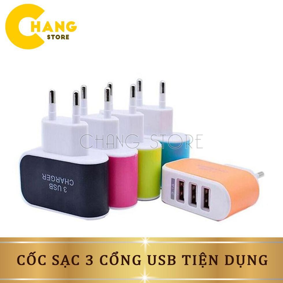 Cốc sạc 3 cổng USB tiện dụng - củ sạc điện thoại nhiều màu