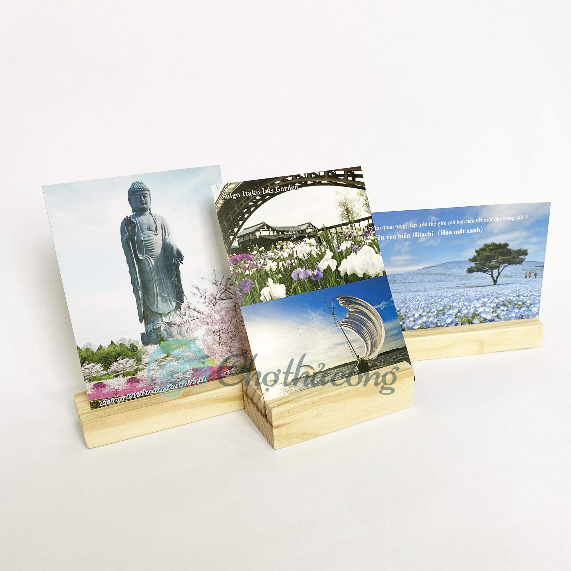 Đế gỗ kẹp ảnh để bàn - giá đỡ ảnh bằng gỗ tự nhiên tiện dụng, giá đỡ khung ảnh trang trí vintage