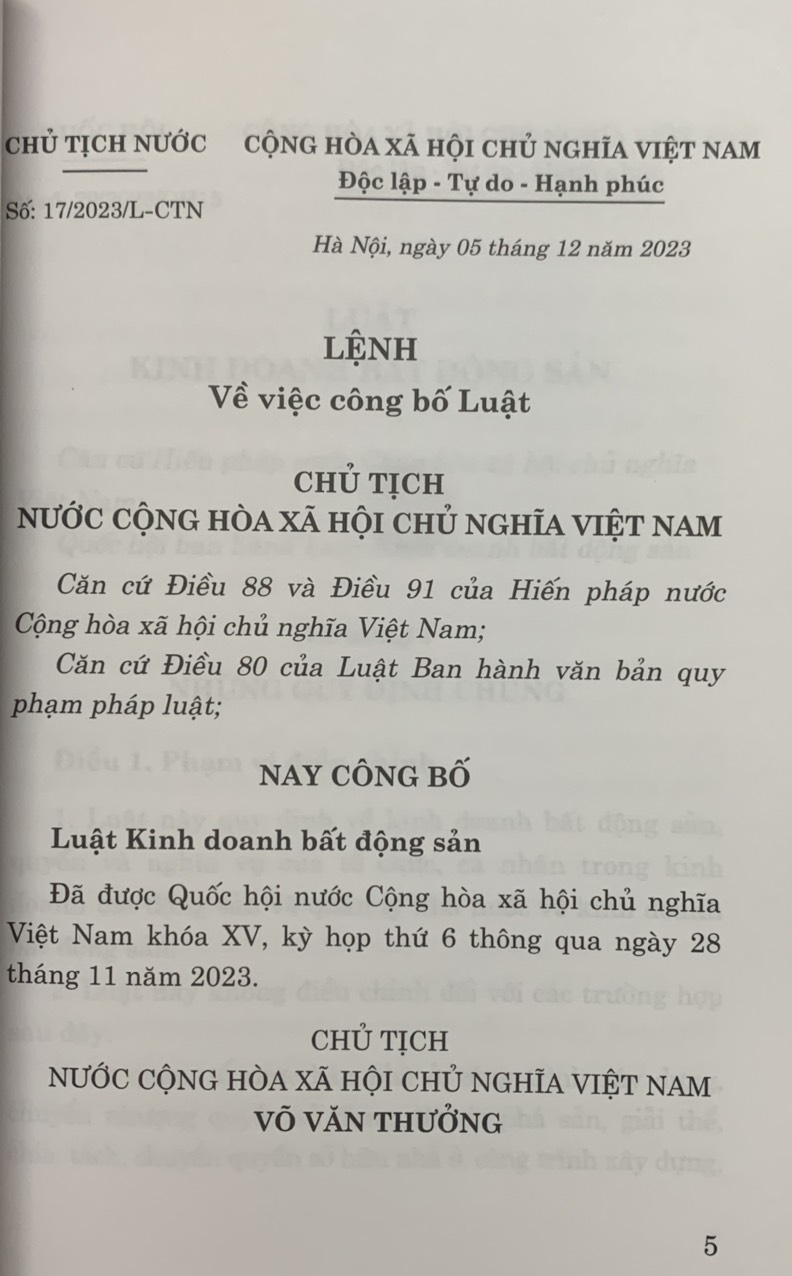 Luật Kinh Doanh Bất Động Sản (Sửa đổi, bổ sung năm 2024)