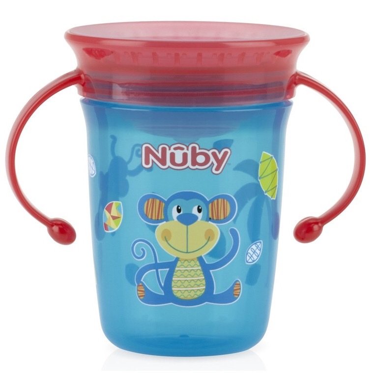 [ 10410-Nuby ] Ca tập uống nước 360 độ chống tràn, loại 2 tay cầm, 240ml