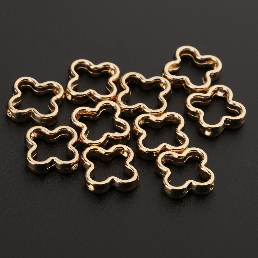 10 Pieces Metal Geometric Hollow Charms Pendant for DIY Earrings Flower