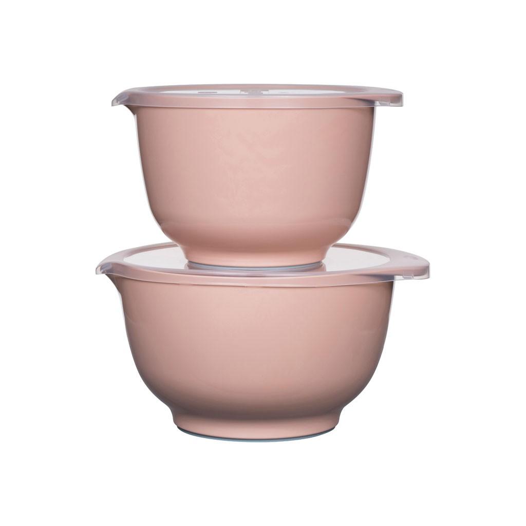 Bộ âu trộn Rosti, màu hồng Bắc Âu. 2 âu + 2 nắp. Nhãn Rosti Đan Mạch