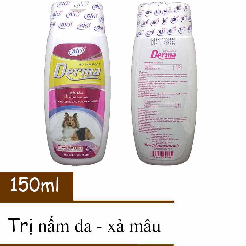 Sữa Tắm Chó Mèo Trị Nấm Da, Demodex, Ve, Ghẻ, Bọ Chét Chó Meo Bio (150ml)