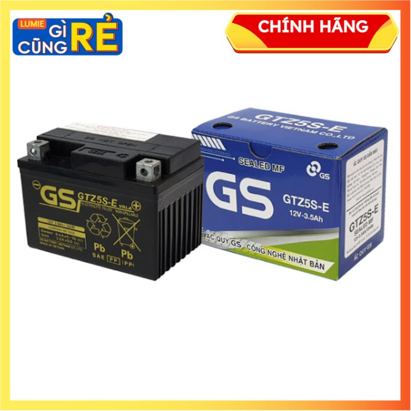 Bình ắc quy khô xe máy GS GTZ5S-E (12V – 3.5Ah) dành cho Honda, Yamaha, Suzuki.....