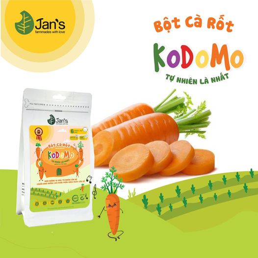 Bột Cà rốt Kodomo - Bột rau củ tự nhiên cho bé ăn dặm 60g (20 túi x 3g)