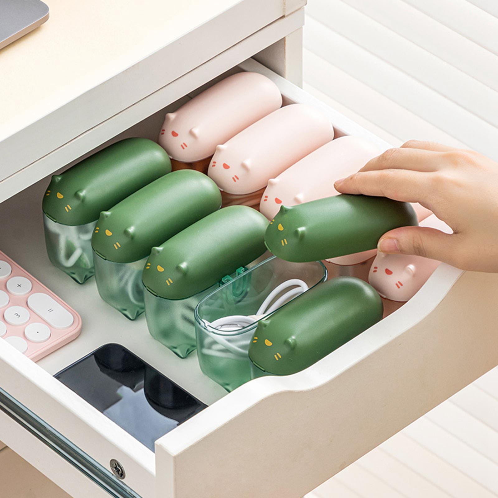 Mini Transparent Charging Cord Cable Organizer with Lid Durable Green