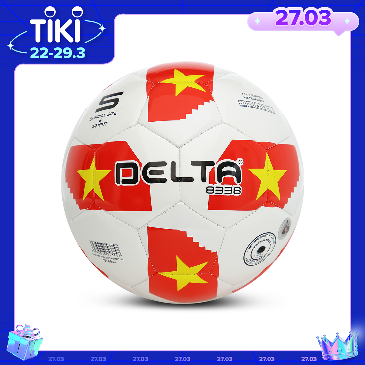Bóng đá ngoài trời DELTA S4 3818-4M size 4 chất liệu da TPU tổng hợp, chơi trên sân cỏ nhân tạo sử dụng cho 9 - 12 tuổi