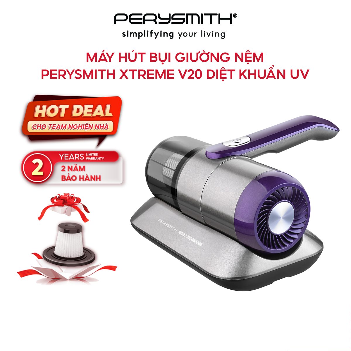 Máy hút bụi giường nệm diệt khuẩn UV Jetzt V20 Pro không dây cầm tay, hàng chính hãng