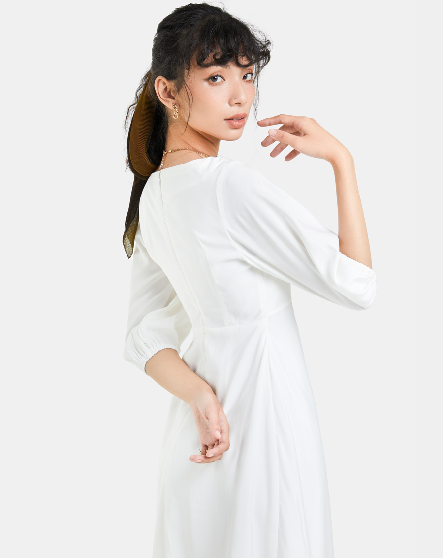 Đầm Lửng Thời Trang JUNO Mini Tay Lỡ Rút Dây JNDLU015