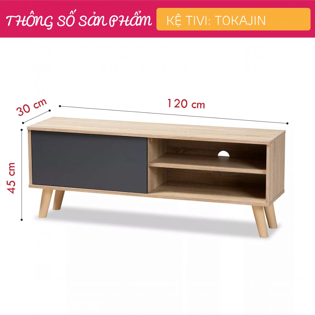 Kệ tivi gỗ hiện đại SMLIFE Tokajin | Gỗ MDF dày 17mm chống ẩm | D120xR30xC45cm