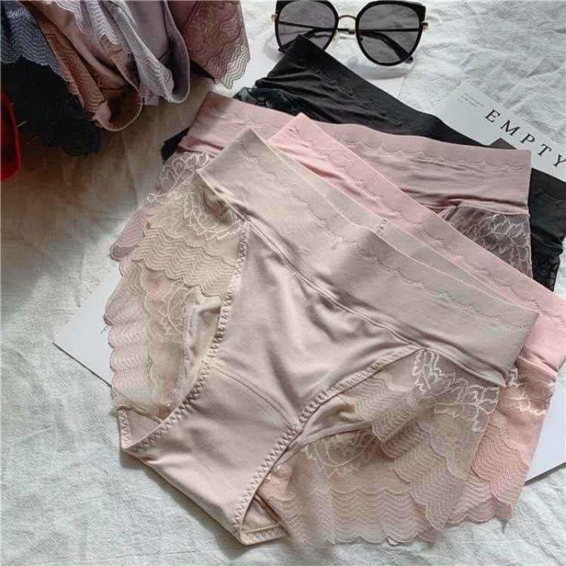 10 quần lót gen bụng cotton phối ren hoa cao cấp