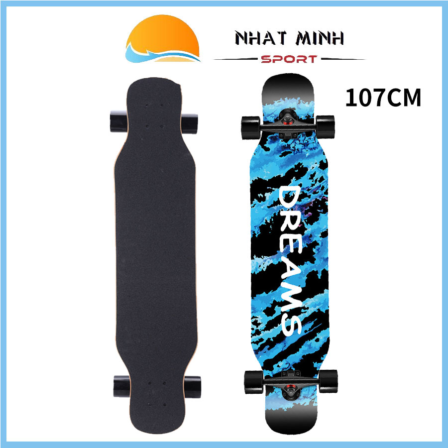 Ván Trượt Dài Mặt Nhám Dance LongBoard Cỡ Lớn cho Nữ, Kích Thước107cm, Gỗ ép 7 Lớp