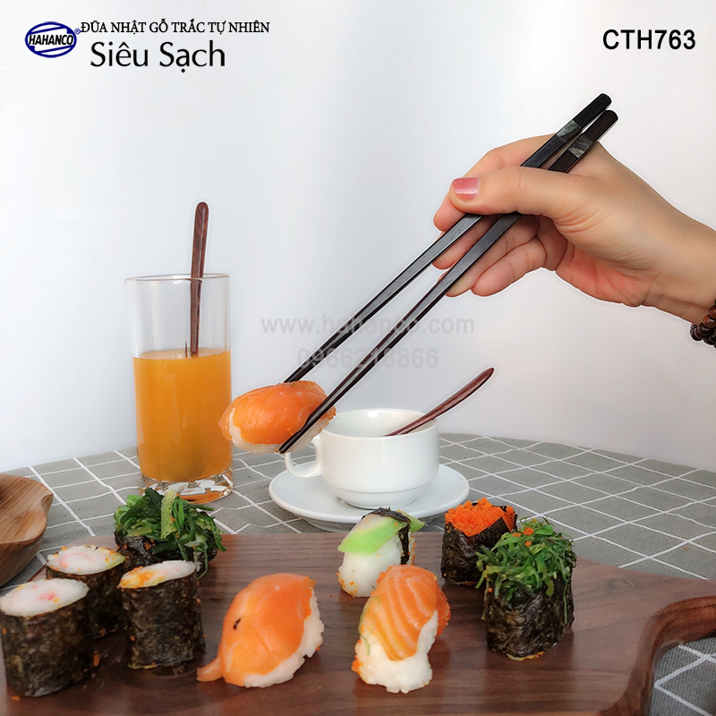 Đũa Nhật gỗ trắc đầu khảm xà cừ ốc biển đũa xuất Nhật - gỗ tự nhiên siêu sạch - an toàn cho sức khỏe - CTH763 - Chopstick of HAHANCO