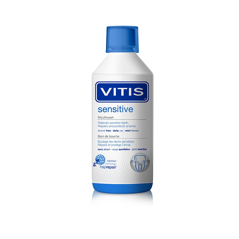 Bộ sản phẩm chăm sóc răng ê buốt Vitis Sensitive (Nước súc miệng 500ml, kem đánh răng 100ml và bàn chải)