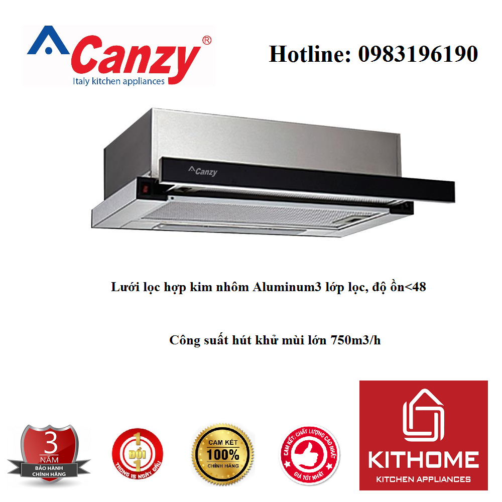 Máy Hút Khói Khử Mùi Âm Tủ Bếp 7 Tấc CANZY CZ-7002G - Hàng Hàng Chính Hãng