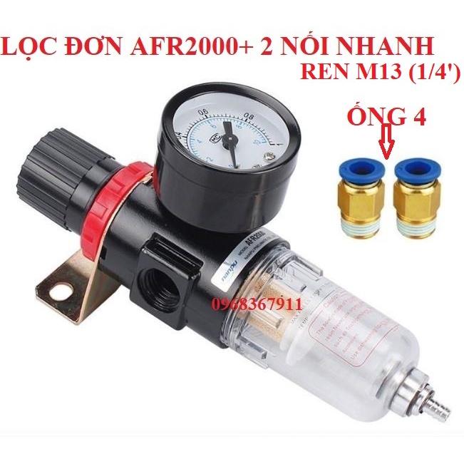 Lọc hơi khí nén AFR 2000 kèm nối nhanh ống 4-6-8-10-12mm, LỌC ĐƠN KHÍ NÉN CÓ VAN CHỈNH ÁP KHÍ NÉN