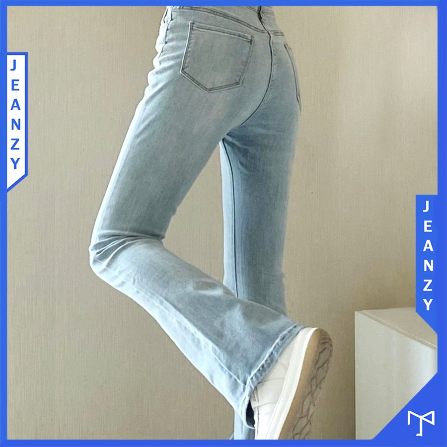 Quần bò jean nữ ống loe co giãn jeans cạp cao cao cấp
