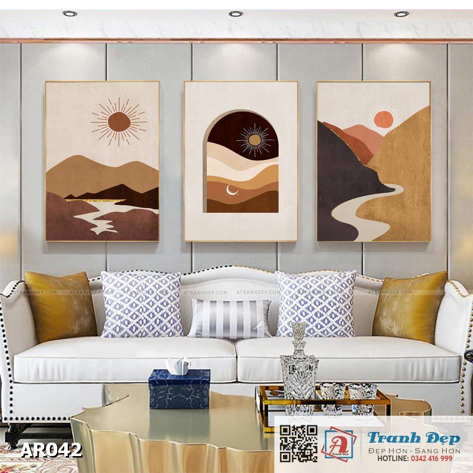 Bộ 3 tranh canvas decor phong cách minimalist, trừu tượng hiện đại - AR042