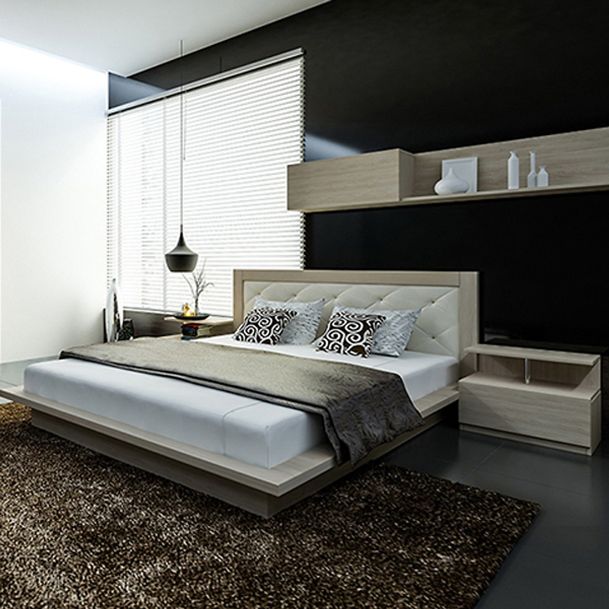 Giường ngủ cao cấp Tundo màu kem 140cm x 200cm
