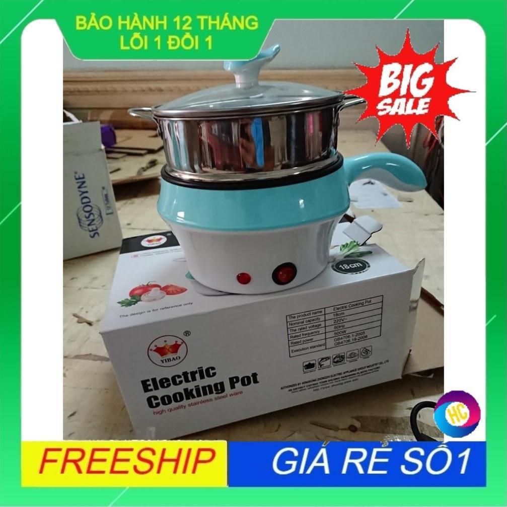 Nồi lẩu mini chống dính kèm xửng hấp size 18cm.