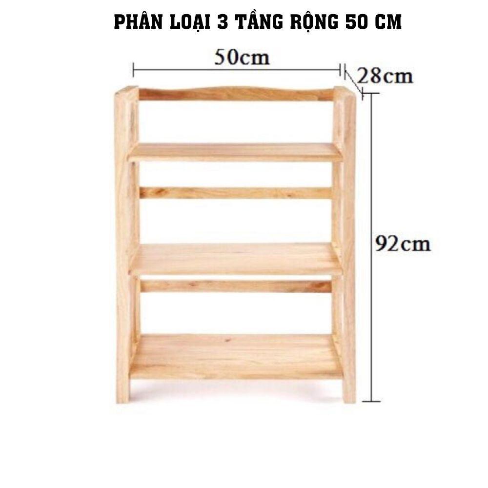 Kệ sách gỗ 3 tầng lắp ráp đa năng giá gỗ đựng sách 3 tầng đứng gỗ cao su tự nhiên