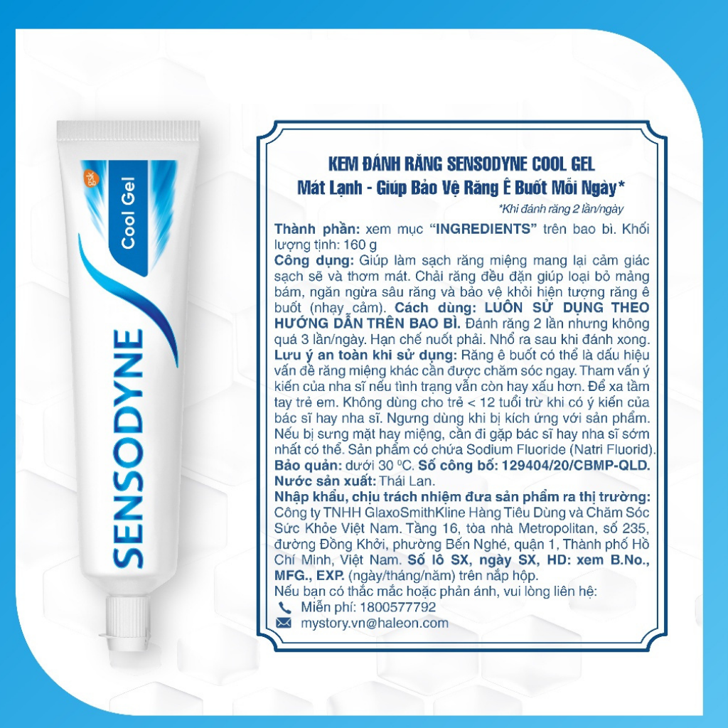 Bộ 2 Kem Đánh Răng Sensodyne Cool Gel 160g/tuýp + Vỉ 2 Bàn Chải Sensodyne Sensitive Extra Soft