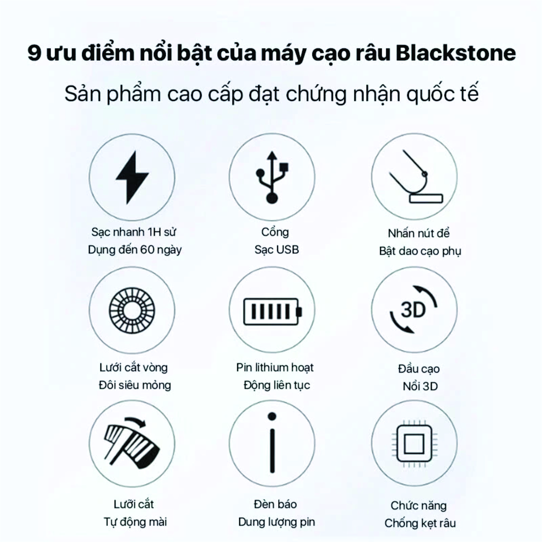 Máy cạo râu Enchen BlackStone , lưỡi cạo nổi 3D ôm mặt, Pin sạc siêu bền