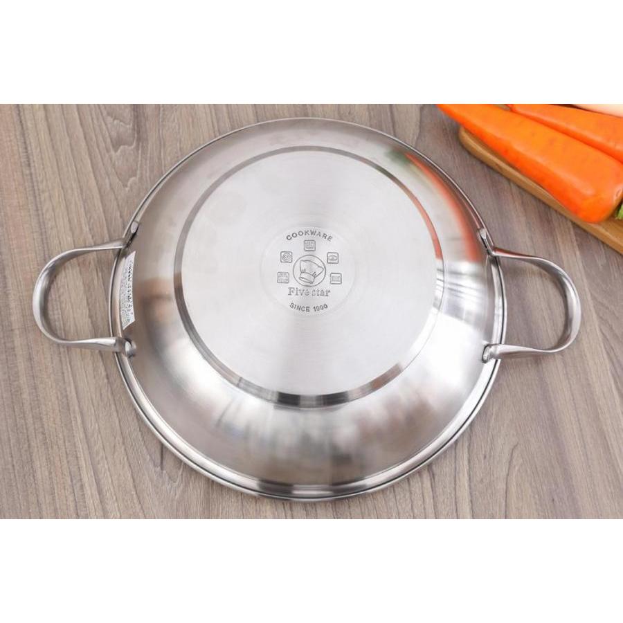 Chảo Xào Inox 3 Đáy Nắp Kính 26cm Fivestar W26-3DG - Hàng Chính Hãng