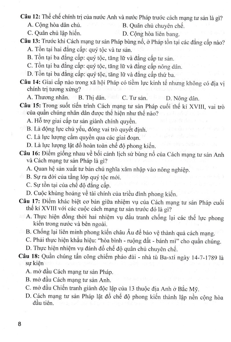 Đề Kiểm Tra, Đánh Giá Lịch Sử 8 Theo Chủ Đề (Biên Soạn Theo Chương Trình GDPT Mới) _HA