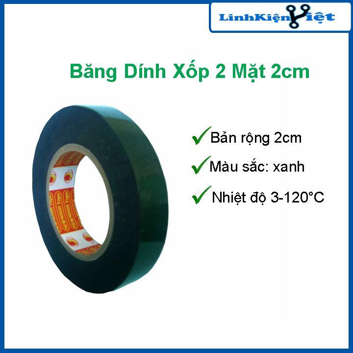 Băng dính 2 mặt 2cm màu xanh siêu dính