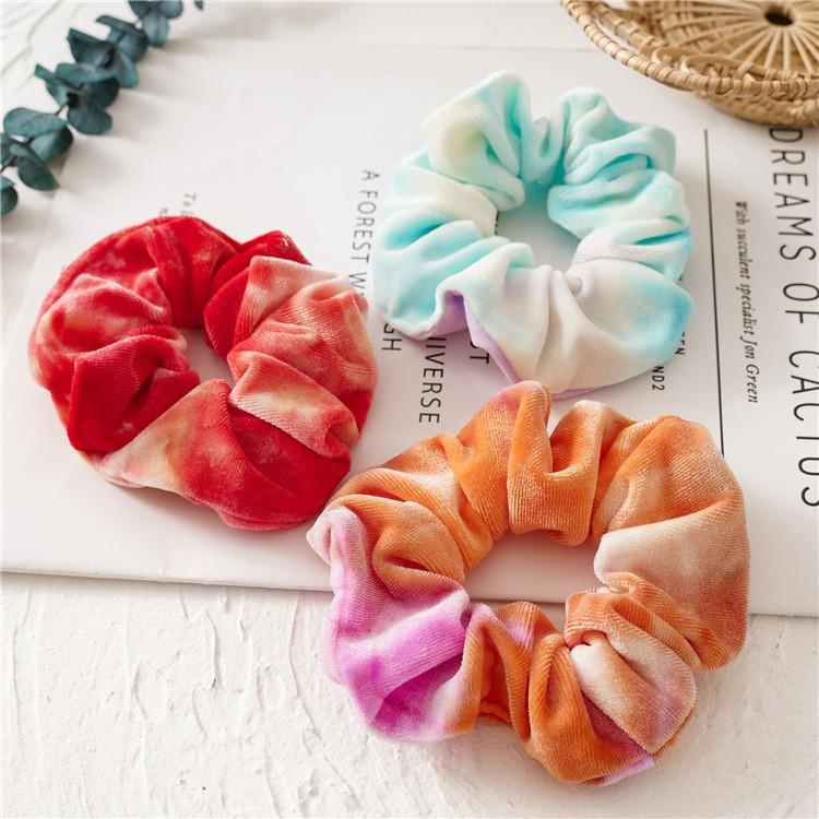 Dây Cột Tóc Scrunchies Màu Loang Phong Cách Hàn Quốc Chất Liệu Vải Nhung - Mã DT014