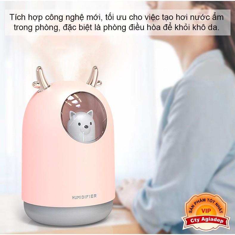 Máy Xông Tinh Dầu Mini Hình Gấu HUMIDIFIER Dễ Thương, Tự Động Ngắt Khi Hết Nước.