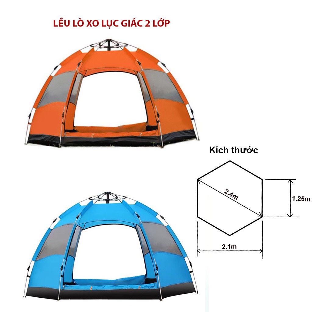 Lều cắm trại tự bung, lều du lịch dã ngoại dành cho 4-6 người, chống thấm nước, chống tia bức xạ uv, thông gió mát mẻ