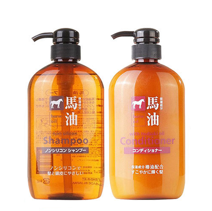 Dầu gội xả mỡ ngựa làm mềm mượt tóc Horse Oil Cosme Station Nhật Bản 600ml