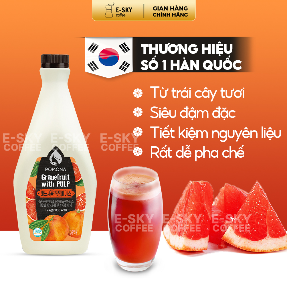 Mứt Bưởi Hồng Cô Đặc Pomona Grapefruit Concentrate Nguyên Liệu Pha Chế Trà Sữa Trà Trái Cây Hàn Quốc Hàn Quốc 1,2kg