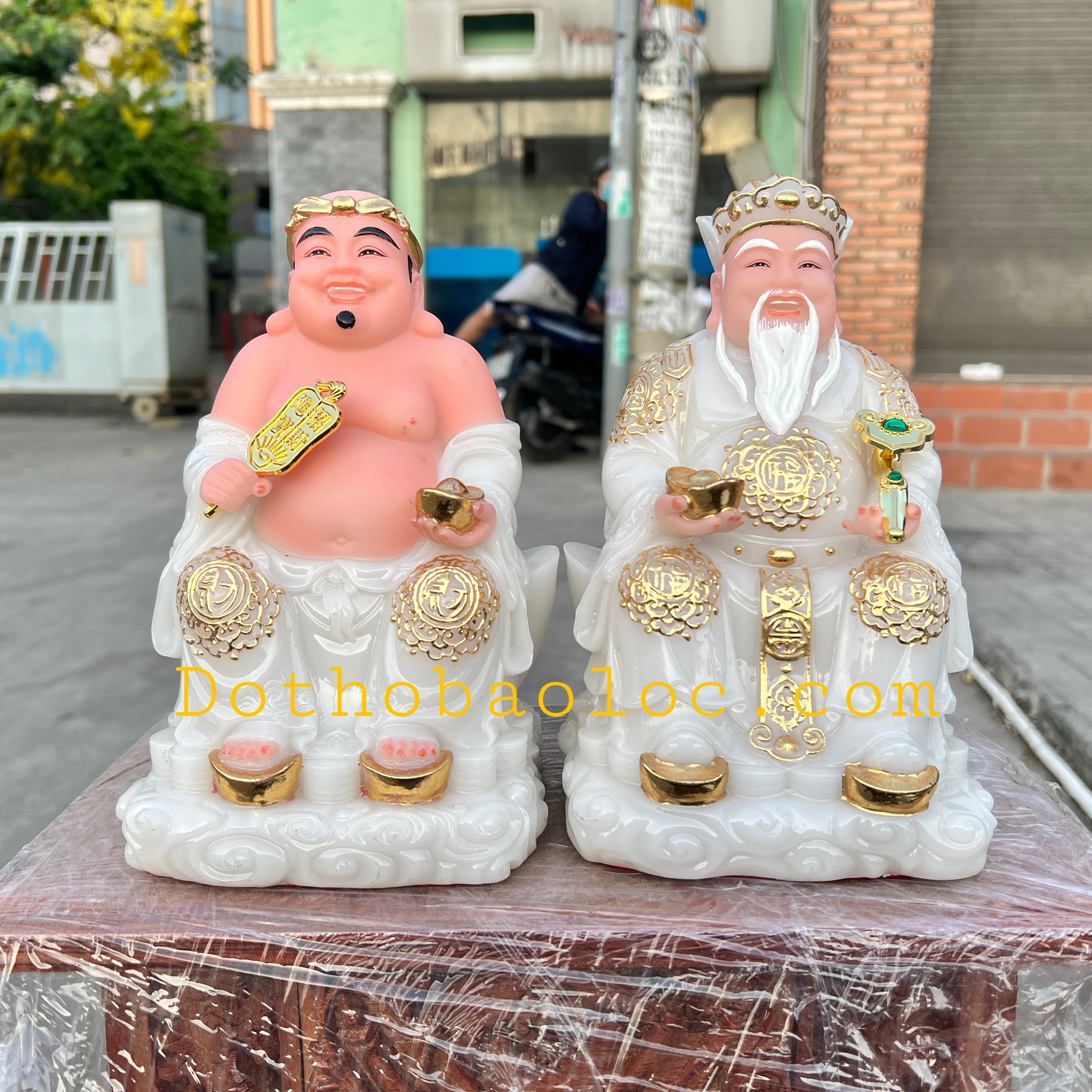 Tượng Thần tài Thổ Địa đế đá nhập khẩu cao cấp cao 20cm – Trắng