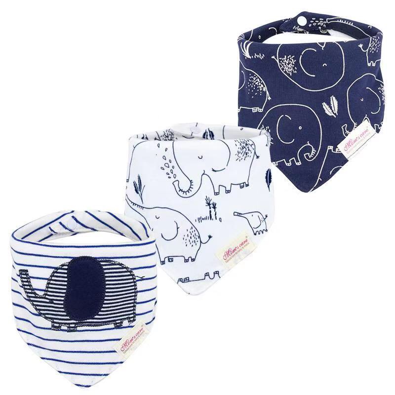 Set 3 Khăn Tam Giác, Khăn Quàng Cổ, Khăn Yếm Cotton Mềm - Giao màu ngẫu nhiên họa tiết bé trai