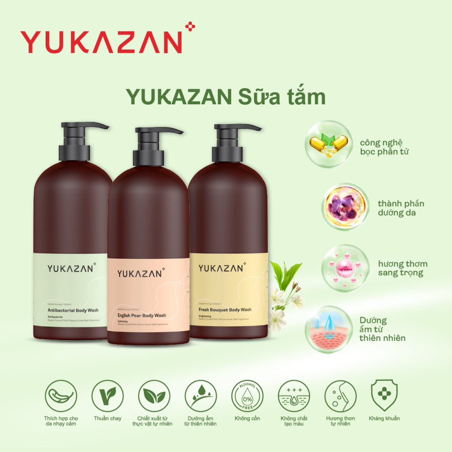 Sữa Tắm Cấp Ẩm Yukazan Hương Nước Hoa English Pearl &amp; Freesia 1000ml