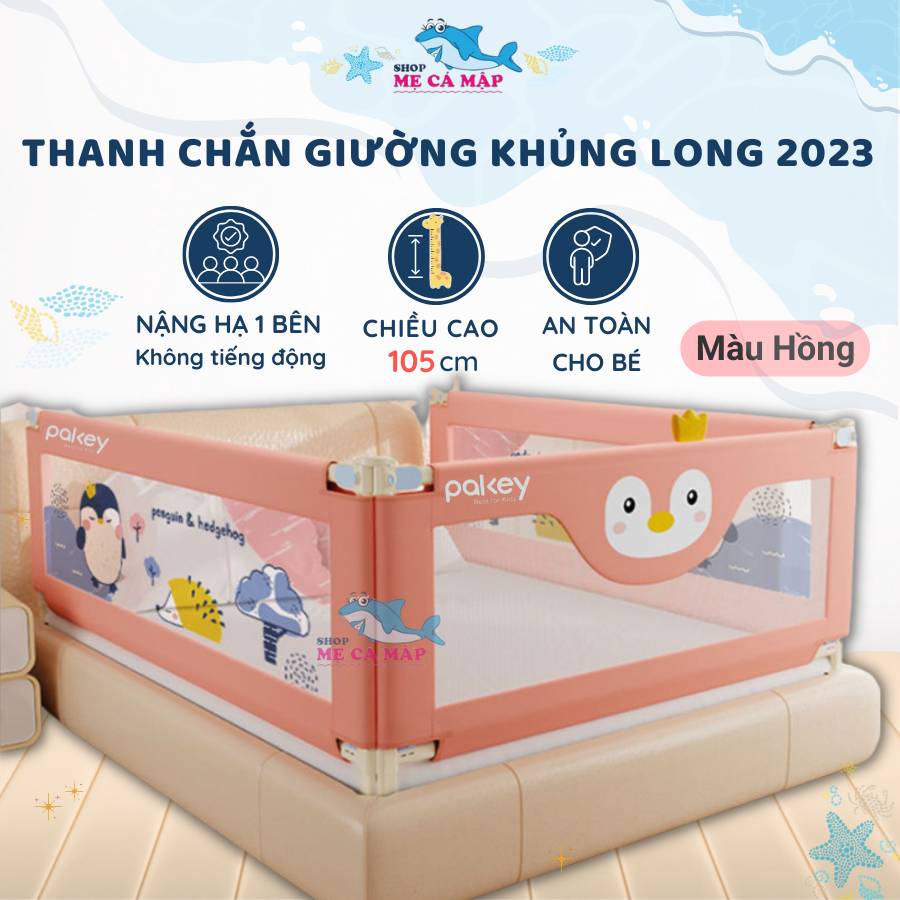 Thanh Chắn Giường Pakey LC1 Bản New Cao 105cm Ống Thép Siêu Dày, Thanh Chắn Giường Thiết Kế Chốt Nâng Cấp Bấm Hạ Dễ Dàng