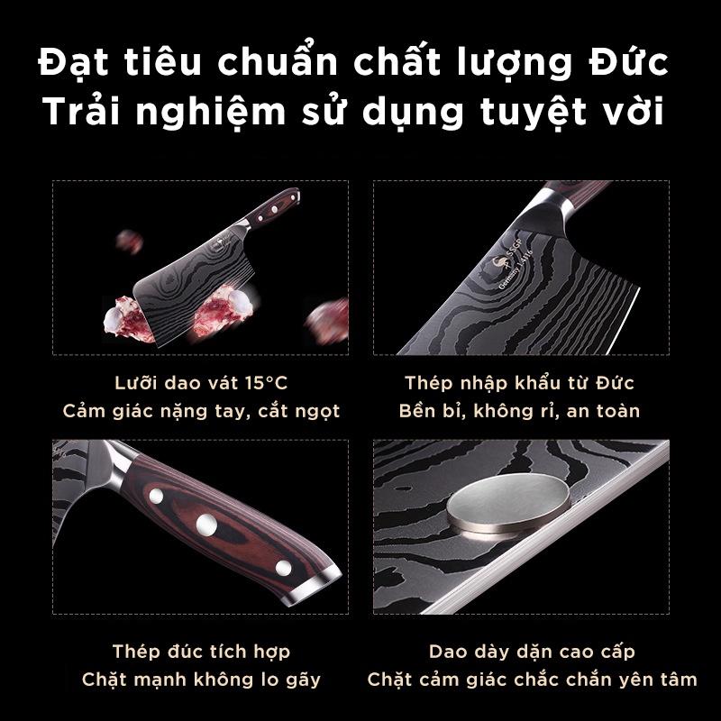 Dao Chặt Xương Gà Thịt Bò Kiểu Nhật Bản Cao Cấp Inox Đạt Chất Lượng Đức HADU