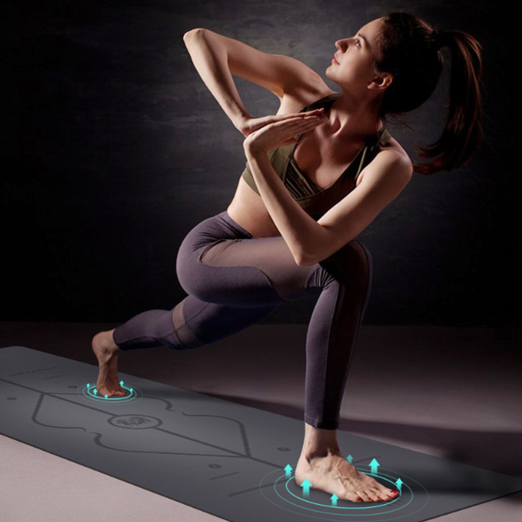 Thảm Tập Yoga Có Vân Định Tuyến Da PU Chính Hãng Amalife Thảm Yoga Tập Gym Cao Cấp + Túi Đựng Thảm và Dây Buộc